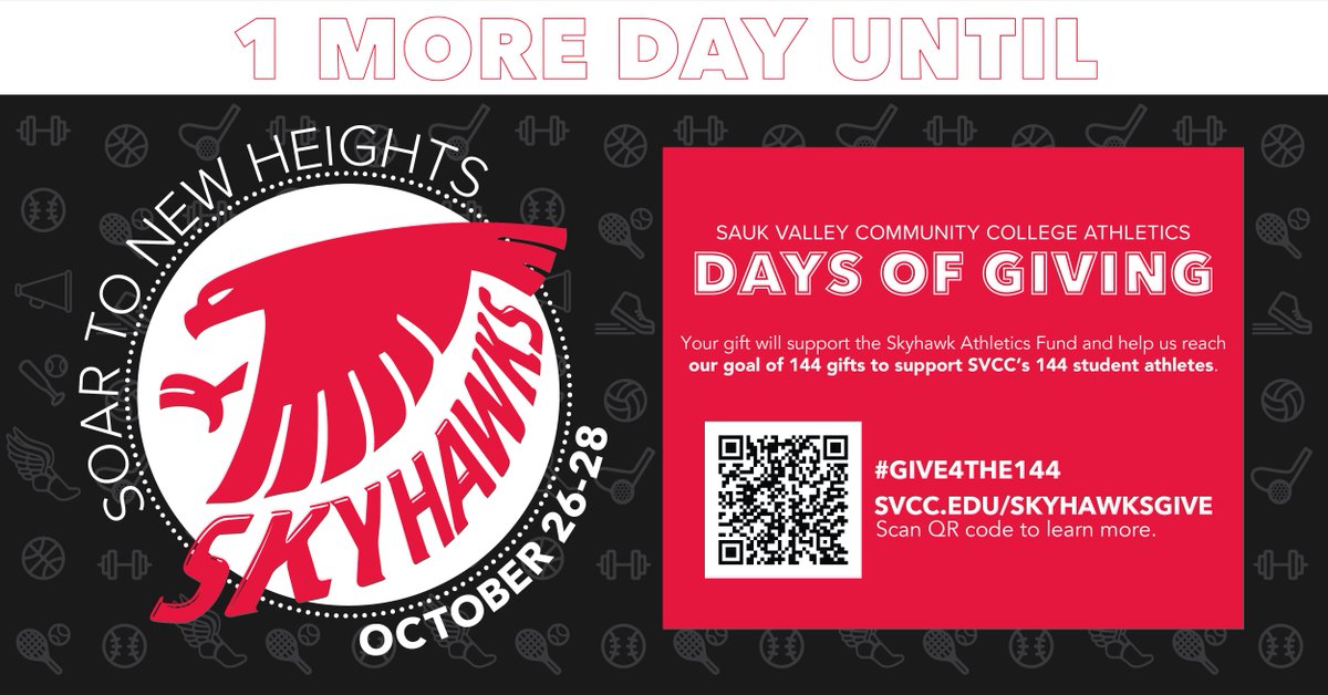 Athletic Days of Giving kicks off tomorrow, October 26! Help us reach our goal of 144 gifts to match our 144 student athletes. Give at givecampus.com/d021wj