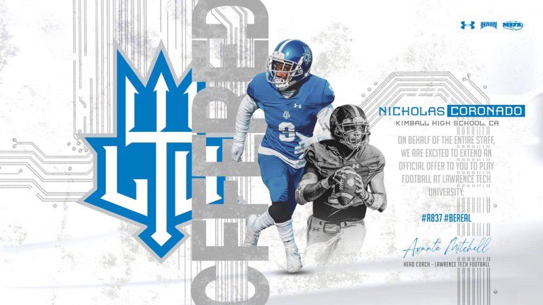 NCoronadoQB's tweet photo. After a great conversation with @CoachLaca I am blessed to have received my second offer to play football at the next level at @LTU_FB Thank you @CoachLaca &amp; @coachamitchell1 for believing in me &amp; for this opportunity.  🔵 @KHSJagsFootball @Greg_Panelli @LatefGrim https://t.co/Cu26y8qbDv