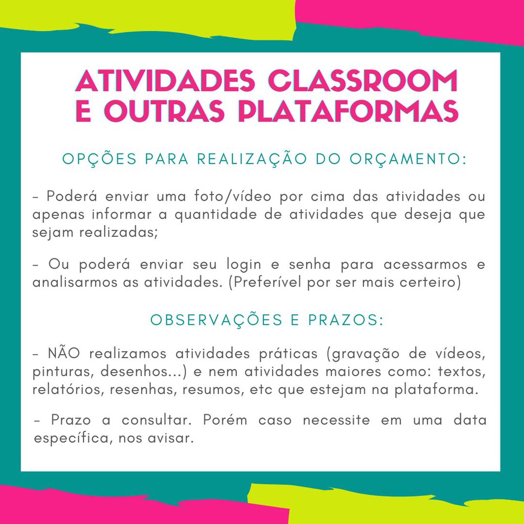 agilizacademico's tweet image. 🔔 REALIZAMOS SUAS ATIVIDADES ACADÊMICAS 🔔 

PARA MAIS INFORMAÇÕES E ORÇAMENTOS, CHAMEM NA DM!!

Quem puder, dê RT para ajudar e a divulgar nosso trabalho 🤍❤️