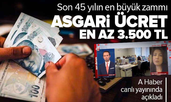 Asgari ücrette son 45 yılın en büyük zammı! A Haber'de açıkladı: En az 3.500 TL ow.ly/6o3U50GxYvU