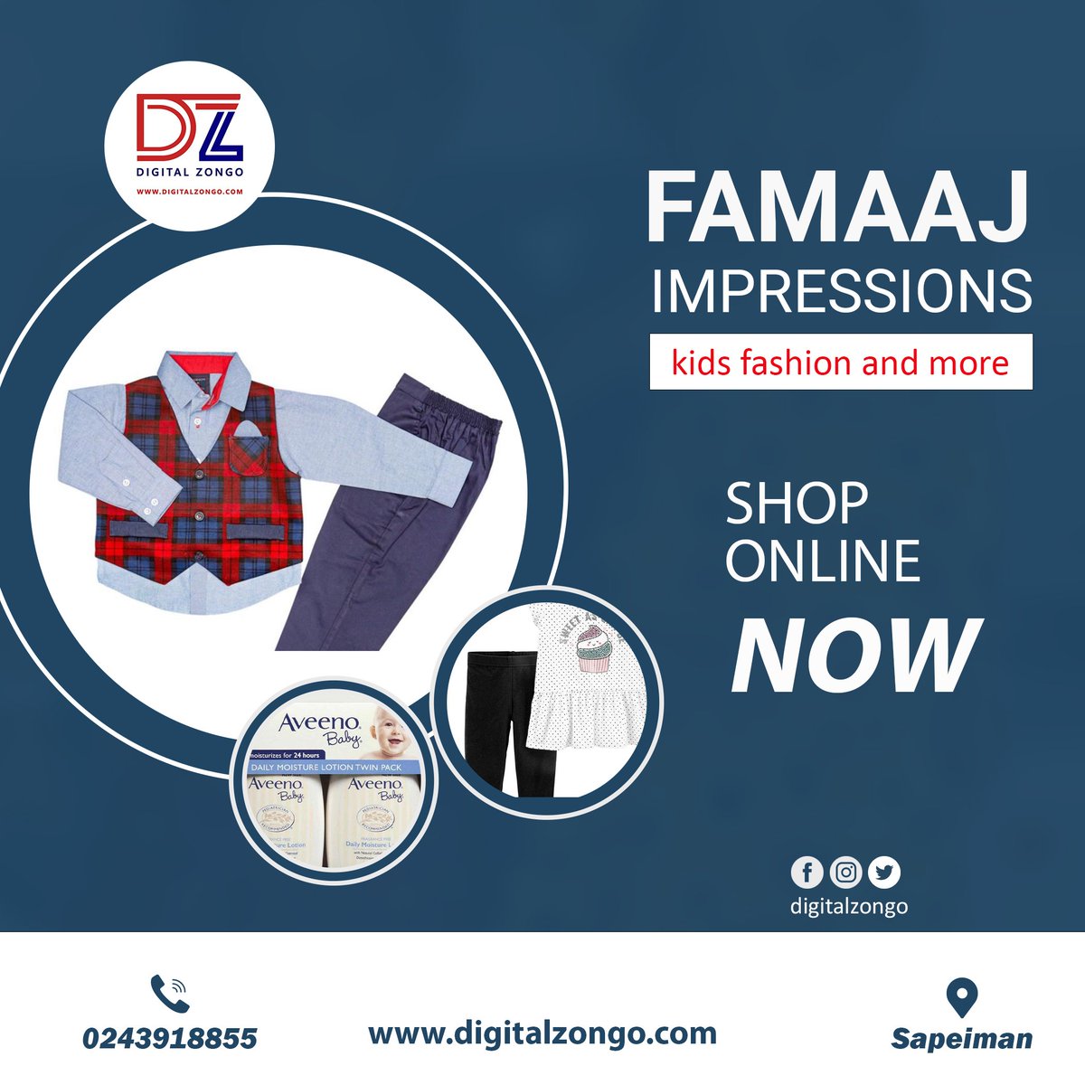 digitalzongo's tweet photo. Famaaj impressions is a kids fashion shop that helps parents choose the right outfits for your kids to appear so stylish.
They offer excellent services to make your youngsters stand out at an affordable price.
#KindlyShare
#DigitalZongo
#ZongoImpact
#FamaajImpressions https://t.co/p8kKLNO4nx