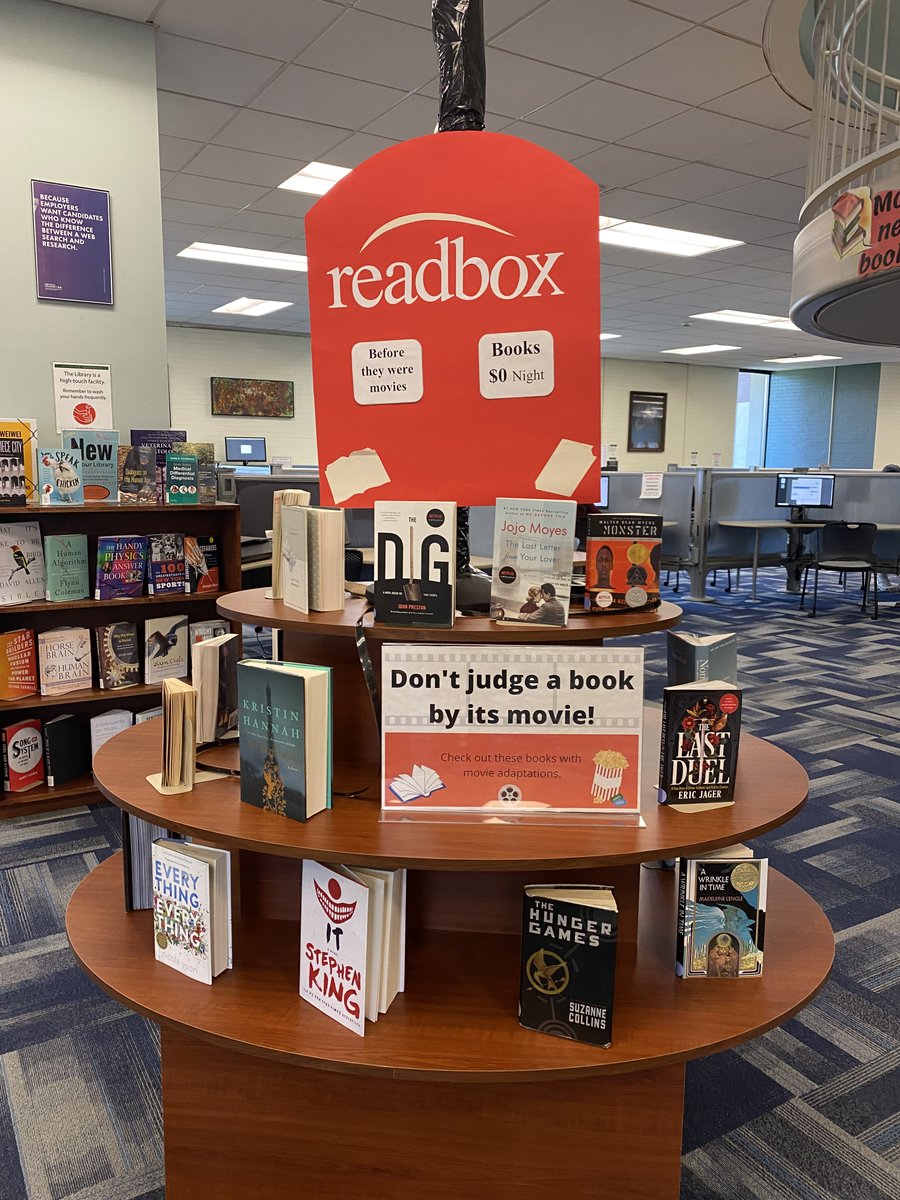 resnicklibrary's tweet photo. What was better - the book or the movie? Check out our new, cinematic book display! https://t.co/Xmp4YPdRg0