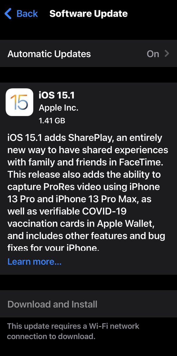 Hi4teck's tweet image. منذ قليل اصبح تحديث iOS 15.1 لاجهزة #الايفون متوفر رسمياً للجميع. 
وجاء في هذا التحديث:
• ميزة SharePlay اللي تسمح بمشاهدة الافلام والمسلسلات. 
• تصوير فيديو بصيغة ProRes.
• تحسينات واصلاح عدة مشاكل.
وتحسيانات اخرى #iOS15th