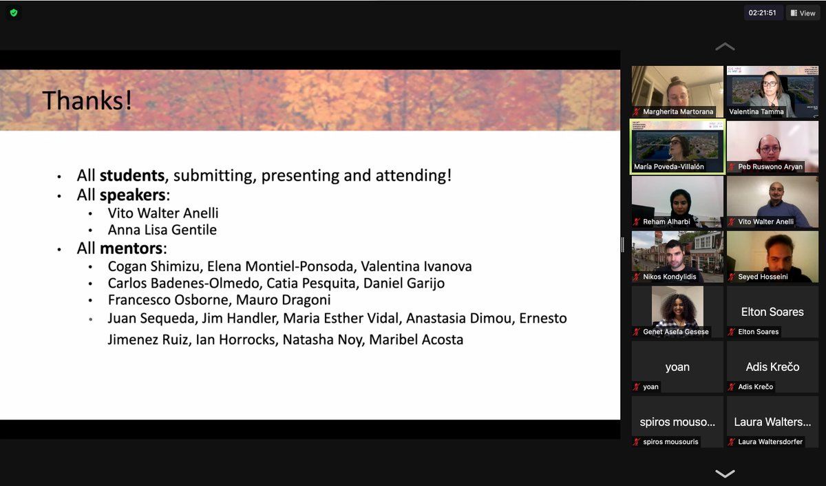 VTamma's tweet image. Thank you to all the students who presented contributed to the #ISWC2021 #DoctoralConsortium, and thank you to all the mentors today! @MariaPovedaV @miriam_fs