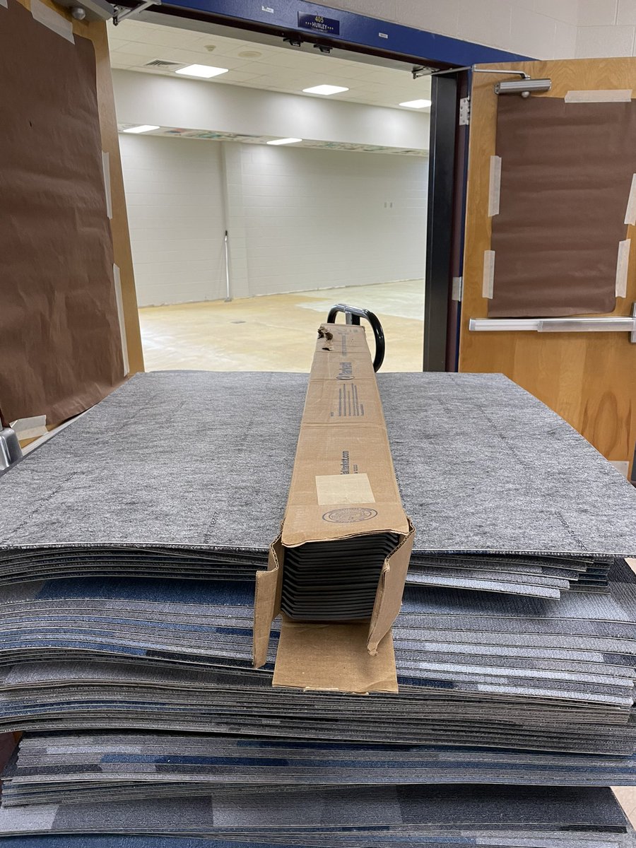Getting one step closer to a brand new library space! Walls &amp; lighting done. Carpet goes in today! <a href="/HurleyElem/">Hurley Elementary</a> #5houses1family