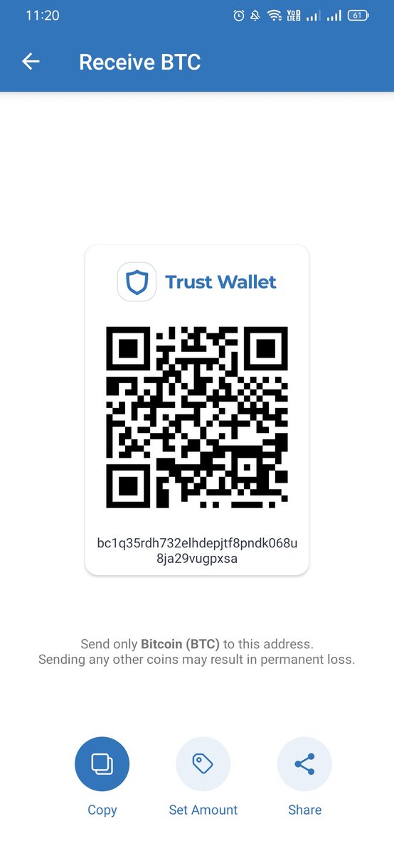 Saksham736's tweet photo. #btc #mybtc #mybtcAddress
#scan #receive #send #deposit #getbtc @Bitcoin #Trustwallet @TrustWallet https://t.co/5xcJFUnwr2