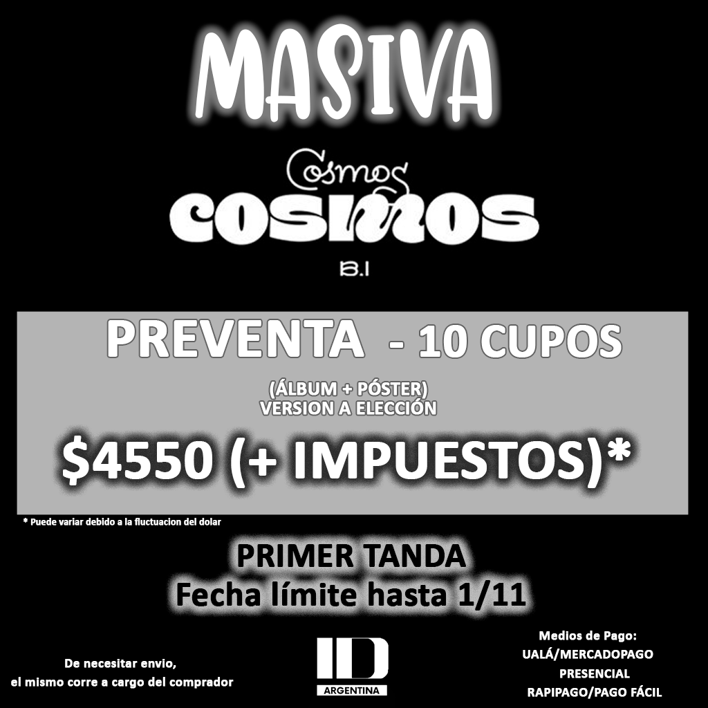 ID_131Arg's tweet photo. 💫MASIVA "COSMOS"💫

En esta ocasión les traemos nuestra segunda masiva gracias a INSPIRATION STORE!

La fecha límite para llenar estos 10 cupos es el 1/11 lunes. En caso de llenar el cupo mínimo antes del 1/11, seguiremos tomando pedidos SOLO hasta ese día. https://t.co/at6clB8OBG