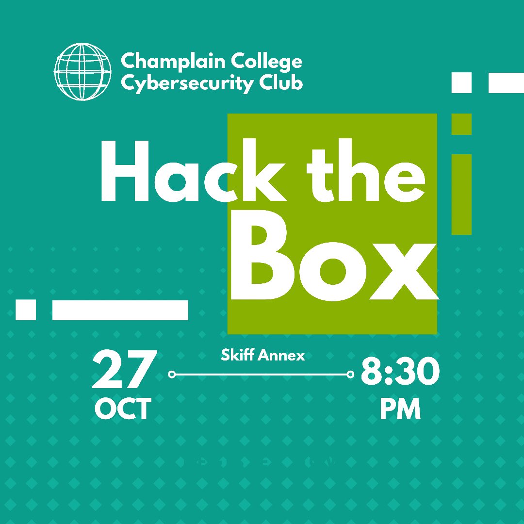 Come to Cyber Security Club this Wednesday <a href="/8/">.</a>:30 pm in Skiff Annex to learn about Hack the Box, a community based red teaming website. Those who finish will be rewarded Challenge Coins!