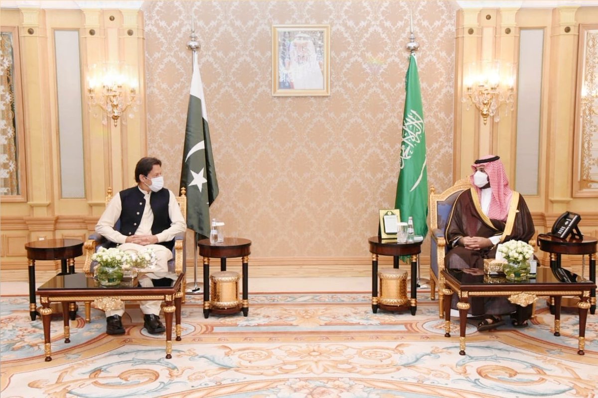 Prime Minister <a href="/ImranKhanPTI/">Imran Khan</a> meeting with The Crown Prince  Mohammed bin Salman on the sidelines of MGI Summit