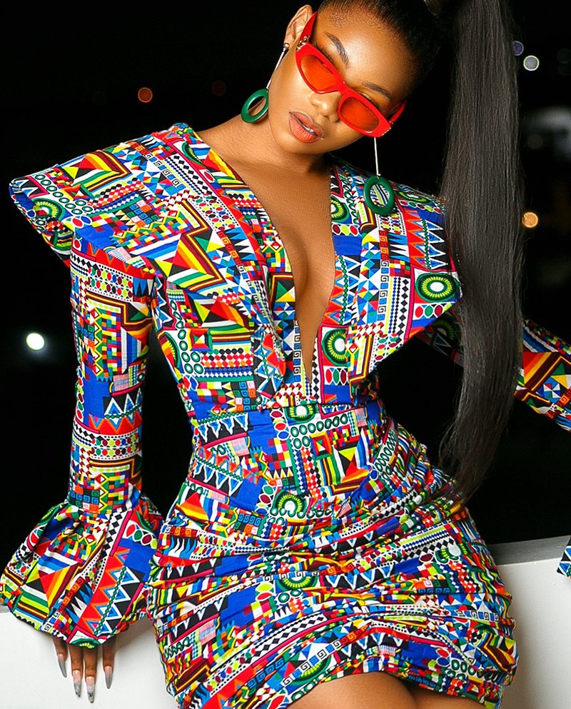 FashionGhana's tweet photo. #STYLEGIRL: We Are Here For Symply Tacha's Electric Print Bodycon Dress - https://t.co/uLSLjdEsjC https://t.co/pY9aHznN6i