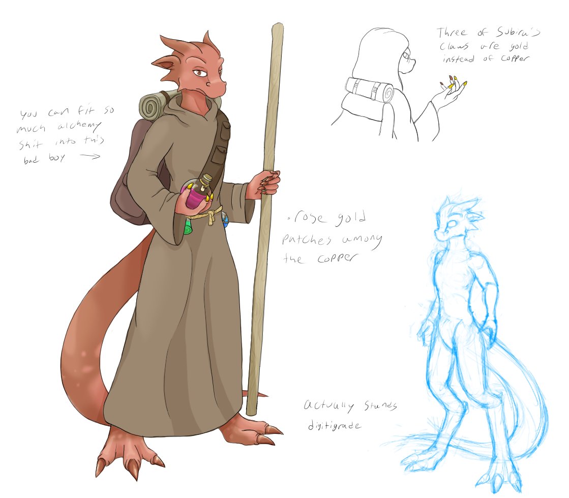 Alkerone's tweet photo. @zeehva Behold, the latest incarnation of a very, very old OC of mine from my school days. Subira Talongold, forever grumpy apothecary https://t.co/0aCmFQVzx9