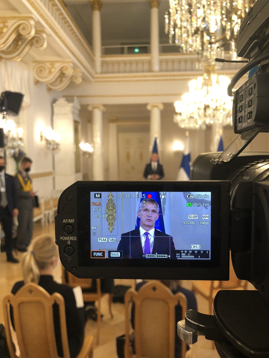 Last time I went to a Finnish gvt press conference in person was at the announcement of lockdown a year and a half ago. Back for the first time today - for visit of #NATO sec gen and ambassadors to Helsinki. https://t.co/U8mqGwhEPE