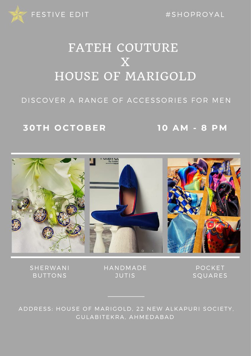 fatehcouture's tweet photo. We, at FatehCouture are gearing up to celebrate the festivities with you in Ahmedabad with House Of Marigold. https://t.co/2YZraXQ3tz