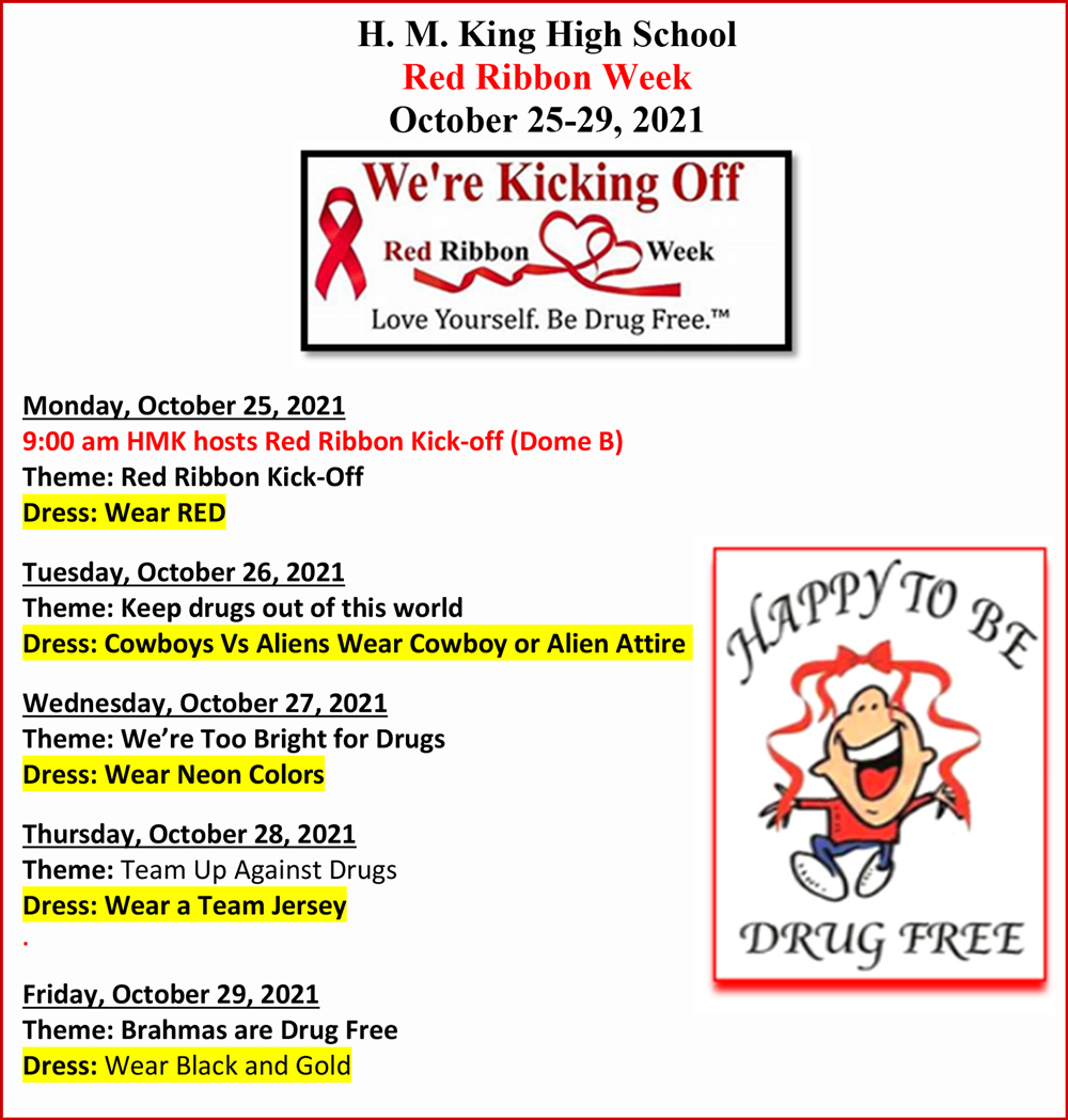 GoMightyBrahmas's tweet photo. Part 1 of 2: Hello #BrahmaFamily! The week of October 25-29 our students will be working with their teachers on fun ways to celebrate #RedRibbonWeek. #SayNoToDrugs! #KISDUnited #SafelyLearningTogether #KikiCamarena @PerezCissy https://t.co/bG0MGFYRMG