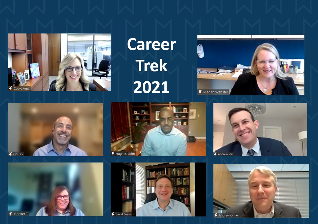UNCbanking's tweet photo. A heartfelt thank you to @Mayer_Brown and @USAA  for organizing Career Trek 2021!  A particular shout out to Megan Webster and Amy Cook for coordinating and all the attorneys at who took time out of their busy day to Zoom in with our students and share their insights. 1/4 https://t.co/Tu8oSgE8ic