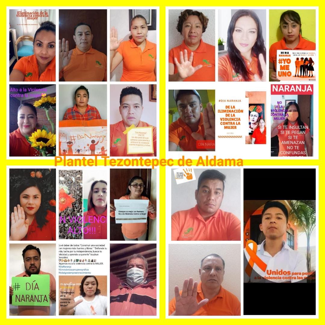 CECyTEHidalgo's tweet photo. Dentro del marco del #DíaNaranja personal de Dirección General y los 41 planteles del #CECyTEHidalgo participan realizando diversas actividades, con la finalidad de generar conciencia y erradicar el maltrato en niñas y mujeres. 🧡👧🏻👩🏻‍🦰👱🏻‍♀️👩🏽‍🦱🧡 https://t.co/N3DMXzifJP
