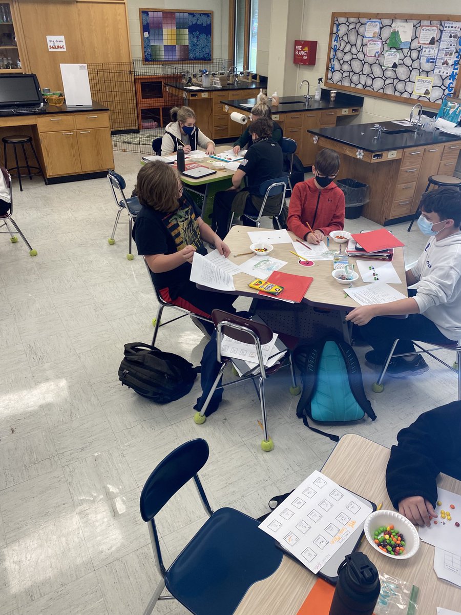 MsThomaNLS's tweet photo. Balancing Chemical Equations! With Skittles!!! 8th Grade Physical Science! #nlsbucks https://t.co/0ju8ligBAP