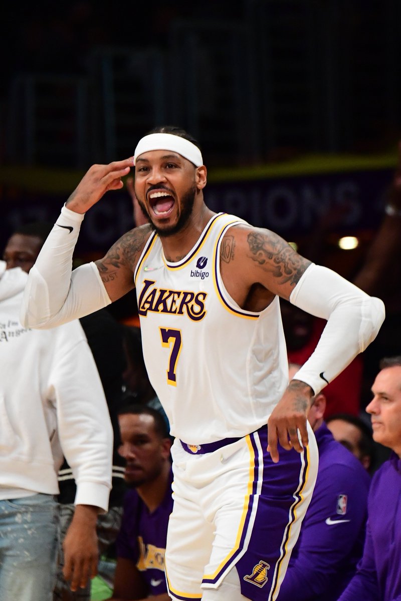 BleacherReport's tweet photo. Reminder that Carmelo Anthony sat at home for over a year. Nobody wanted him.

Last night:

◽️ 28 PTS (Led Lakers in scoring)
◽️ 6/8 3 PT
◽️ Became ninth all-time in scoring

#StayMe7o https://t.co/FdFwkGfuHt