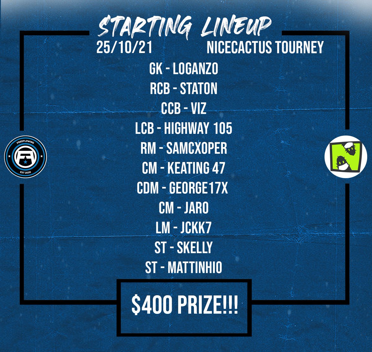 Here’s the team for tonight’s World Series Qualifier #1. Live at 8 over at Twitch.tv/Staton15

<a href="/TheVFL_/">VFL</a> <a href="/nicecactusgg/">Nicecactus</a>