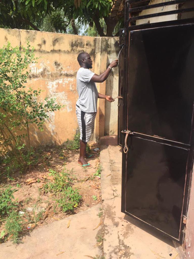 GambianTrust's tweet photo. Another job well done by #Kebba Badjie, repairing &amp; repainting the toilet doors at #Nemasu Nursery School https://t.co/cioDtekago