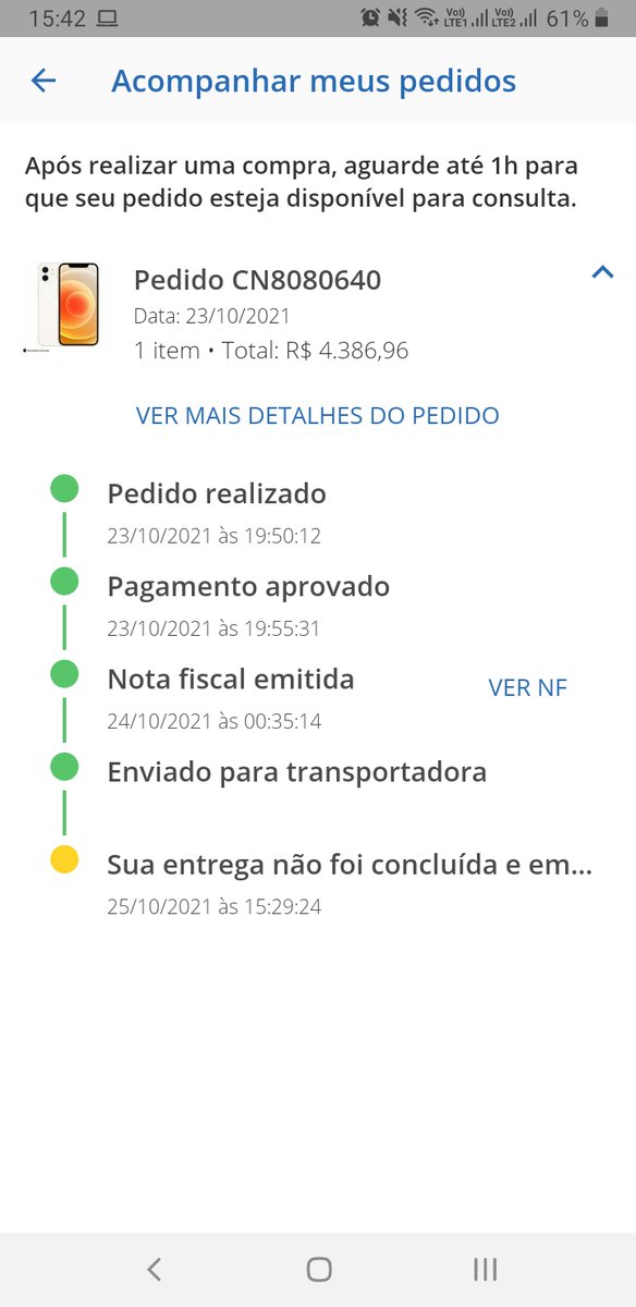 Jucilenesch's tweet photo. @jaliesselivro @LucasMMenezesP @fastshop @proconspoficial No sistema do site estão alegando que a entrega "não pode ser concluída", pularam a etapa de "enviado para a transportadora". https://t.co/RSKuId4B6C