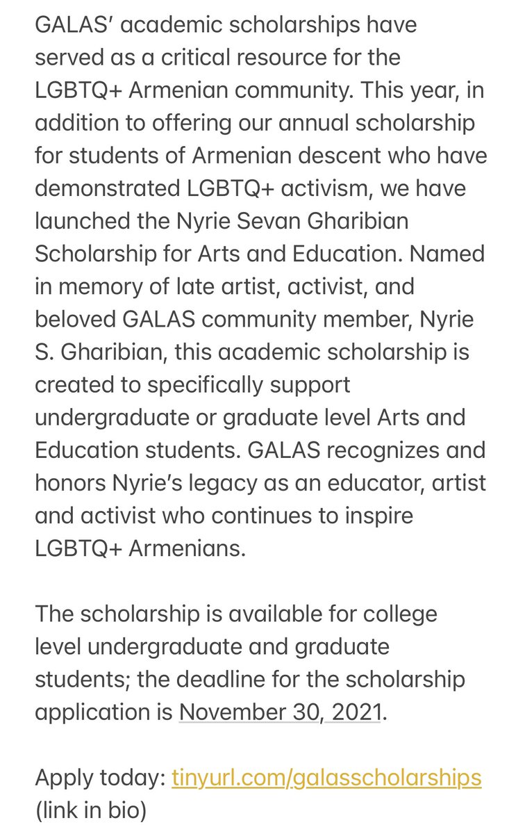 Apply for GALAS’ Academic Scholarships today: tinyurl.com/galasscholarsh… Deadline: Nov 30, 2021