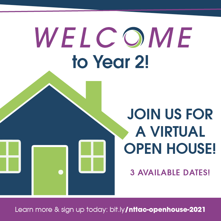 nttac_mh's tweet photo. Welcome to Year 2 of NTTAC!

We'll be hosting our first of 3 virtual open houses TODAY &amp; you're invited! Get an overview of our resources &amp; services available, as well as a preview for Year 2.

Join us! https://t.co/yHZ4KIQ7nO https://t.co/UsH3ds2k2s