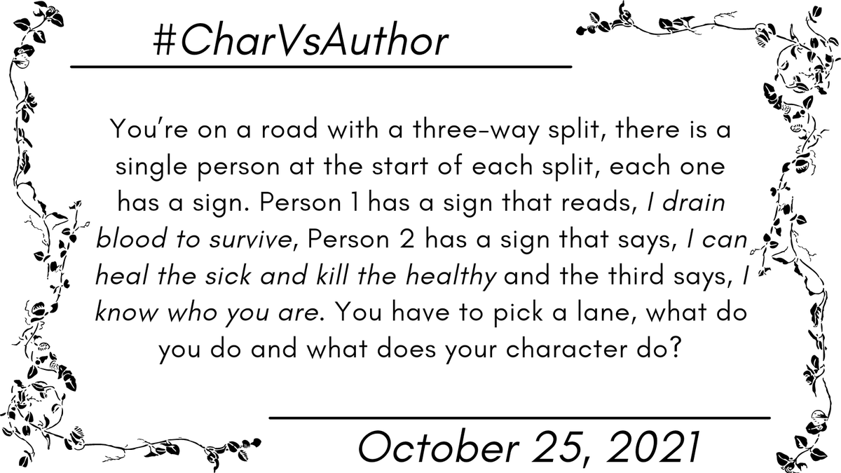 charvsauthor's tweet photo. #CharVSAuthor day 25 https://t.co/pv2OUq10UH