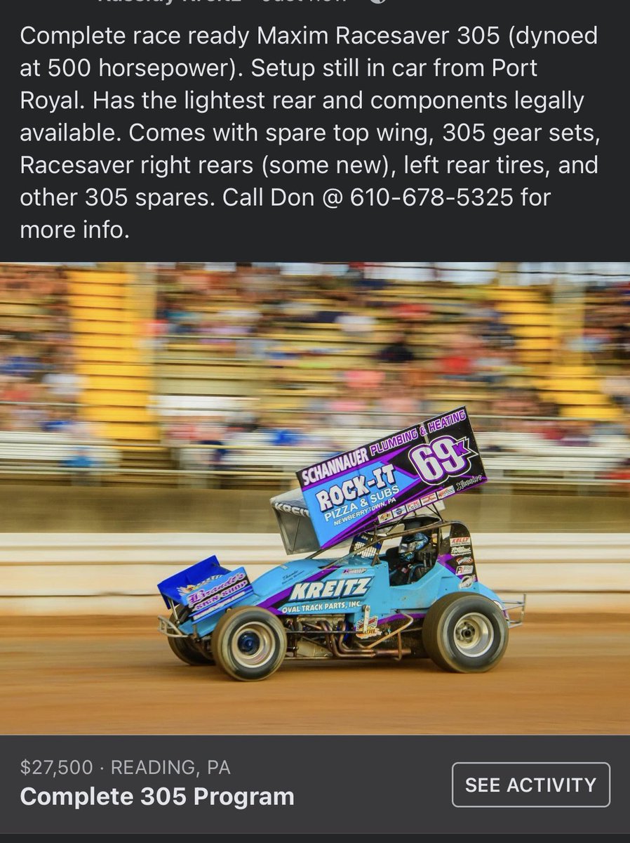 FOR SALE: Complete race ready 305 with spares and misc 305 items. Call Don at 610-678-5325 for more info.