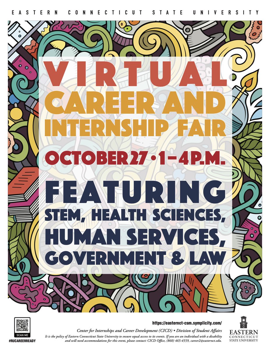EasternCareer's tweet photo. Mark your calendars!! Our virtual career and internship fair will be in exactly 2 days from today! This career fair will be featuring internships/companies in STEM, Health sciences, human services, and government/law. I hope to see you all there!! (10/27). 📊👨🏽‍⚕️ https://t.co/ZbMosbAaNl