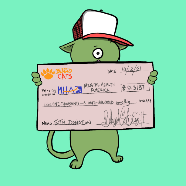 BlazedCats's tweet photo. Your daily reminder that we have donated over $300k to 
@MentalHealthAm 
 #BlazedChecks #EndlessUtility #AutomatedDonations https://t.co/SBXGrFYc9x