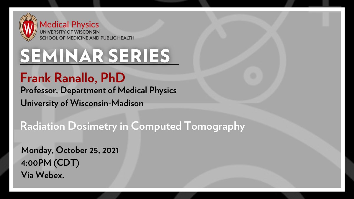 wiscmedphys's tweet photo. Join us virtually at 4:00PM (CDT) today!!
For webex link and abstracts: https://t.co/pYAforlbxT
#UWFall https://t.co/n4QVsyZ7sw