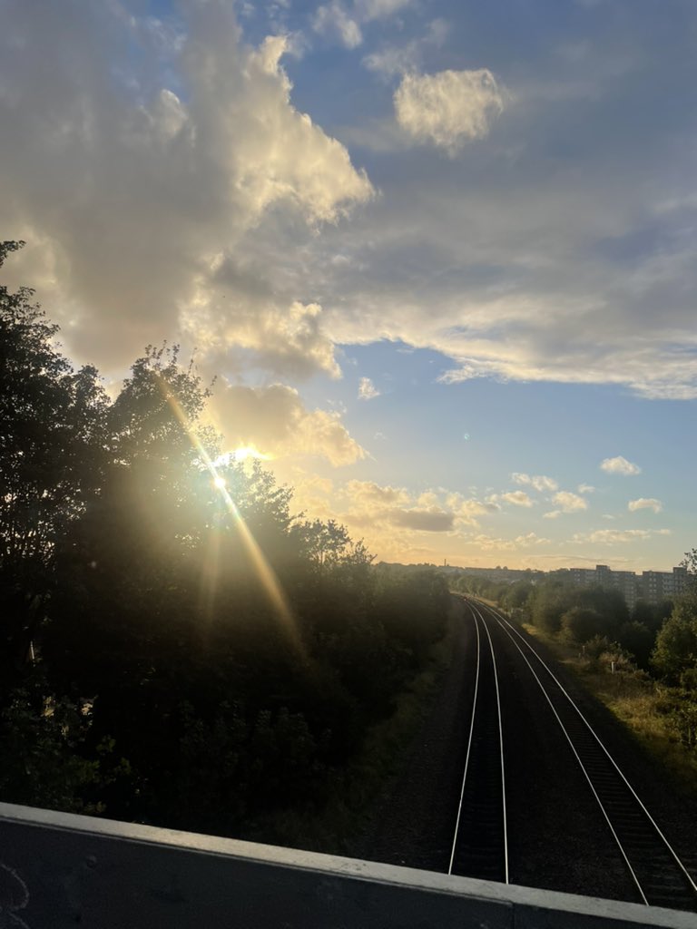The low sun above the railway today.

How has your Monday been?