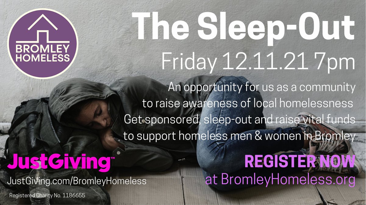 BromleyHomeless's tweet photo. Register at https://t.co/koH4ccOTeC for the annual churchyard Sleep-Out on Friday 12.11.21 7pm-8am. Get sponsored, sleep-out and raise vital funds for homeless men and women. Fundraise or donate at https://t.co/efgRZddBtQ as an expression of your support this winter #ThankYou https://t.co/yA0bYVPRPd