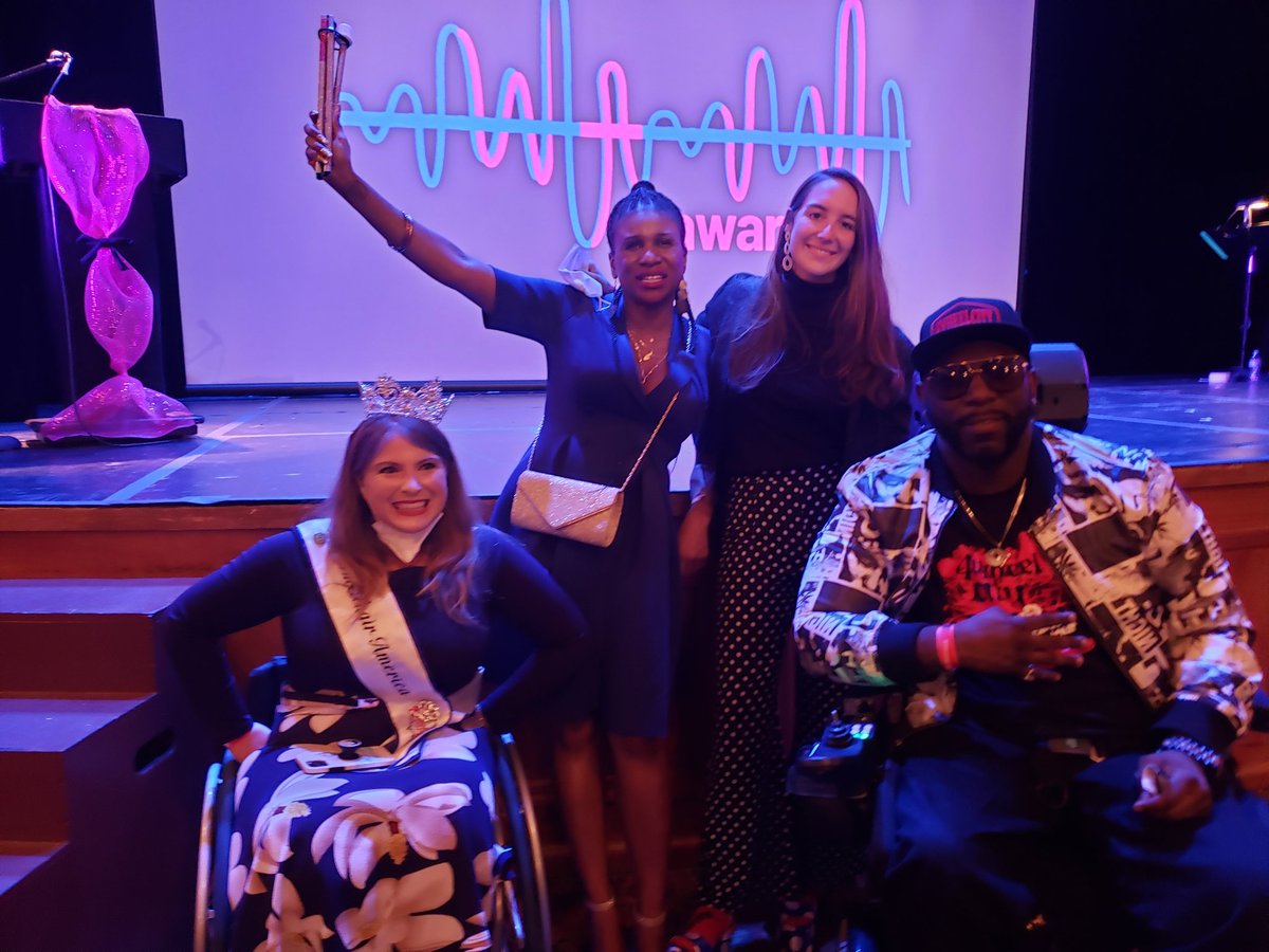 4wheelcity's tweet photo. Congrats to @rampd_up co founder @lachimusic winning a #wavyawards &amp; great performance! Shoutout to @mswheelchairca_2020 &amp; @c_talent_  in the building too! Mainstream video dropping this week! Stay tuned! #IcanWork #IcanDream #IcanbesoMainstream #Disability #Inclusion #NDEAM https://t.co/wmIgeMWuMt