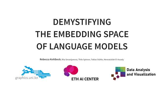 VISxAI's tweet photo. Next is “Demystifying the Embedding Space of Language Models” by Rebecca Kehlbeck,
@RSevastjanova, @spinthil, Tobias Stähle, @manunna_91, @explainerAI, @lingvisio, @ETH_AI_Center #VISxAI #ieeevis
https://t.co/GNgVqMCNef https://t.co/VzPm8mgJgo