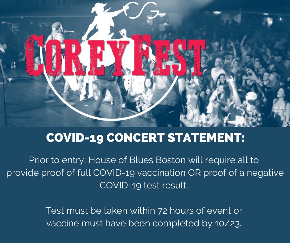 CoreyFoundation's tweet photo. The Corey C. Griffin Foundation, in partnership with @hobboston, wants to keep you safe while attending #CoreyFest2021. Please review the safety guidelines for the event on November 6. We thank you. 
https://t.co/Mcl4TYKw9X ✨
#covid19 #livemusic #ChaseRice https://t.co/8VSTYhxR9E