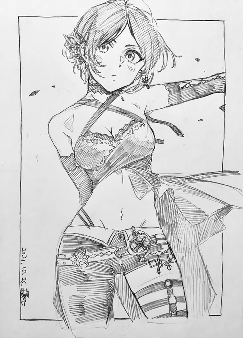 一日一奏!奏チャ!「風凪」です。
みすどん。奏SSR衣装では屈指の難しさ、でもかなりデザイン好き、ホントはもっと描きたい。描けん。。。 