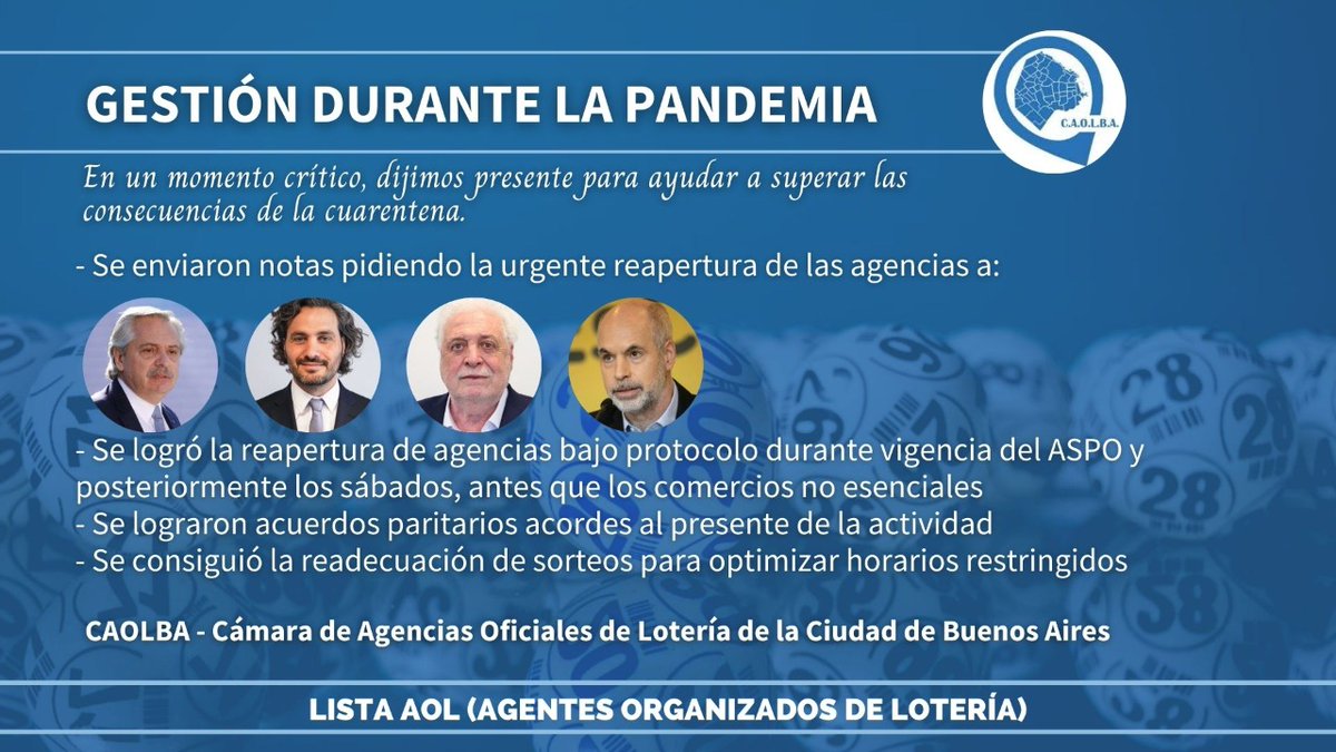 CAOLBAprensa's tweet photo. #ELECCIONES2021
.
El próximo 11 de noviembre son las #elecciones en #CAOLBA.
.
➡️Durante el periodo 2018-2021 obtuvimos muchos logros!
. https://t.co/and9AdtcFJ
