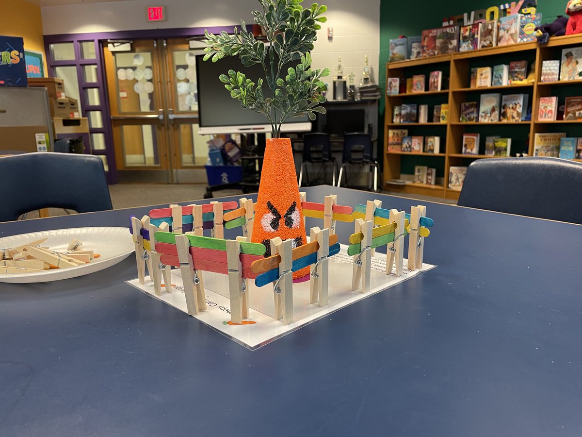 FESLibrary's tweet photo. After reading Creepy Carrots, students were challenged to build a fence around their carrot. Lots of great teamwork and critical thinking on display! #jcpslibraries #fairdaleworld https://t.co/6Sx41irsK5