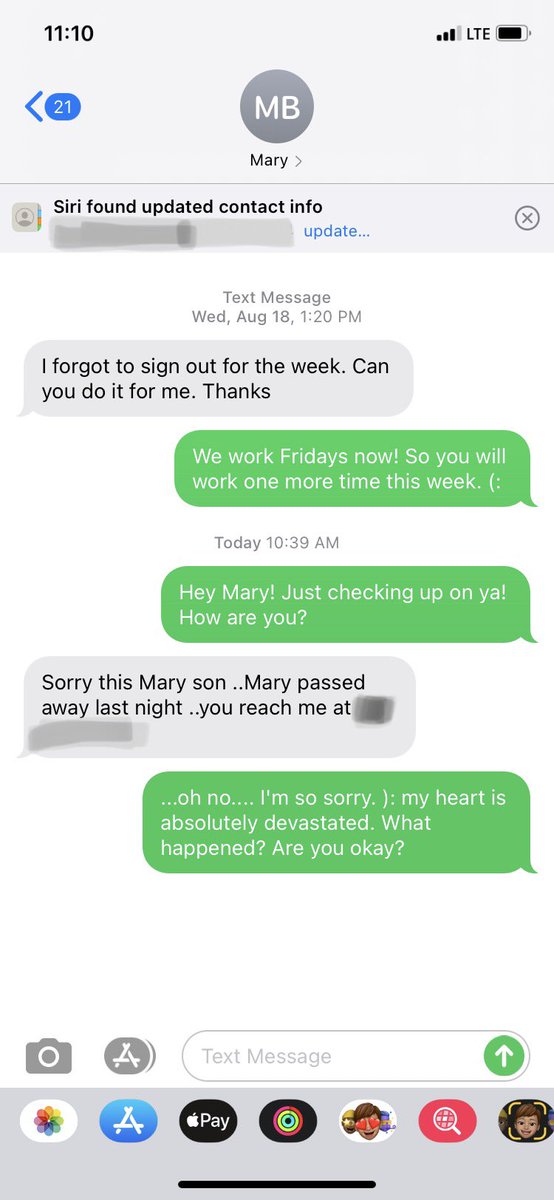 MiliaMay's tweet photo. One of my ladies didn’t show up for work today. She’s always at least 15 minutes early, and she was now 10 minutes late. She didn’t answer any calls and I started to worry, so I texted her. This is my worst fear. Nothing is real. How is this real? I’m seriously going to throw up. https://t.co/9I6k9NLHuu