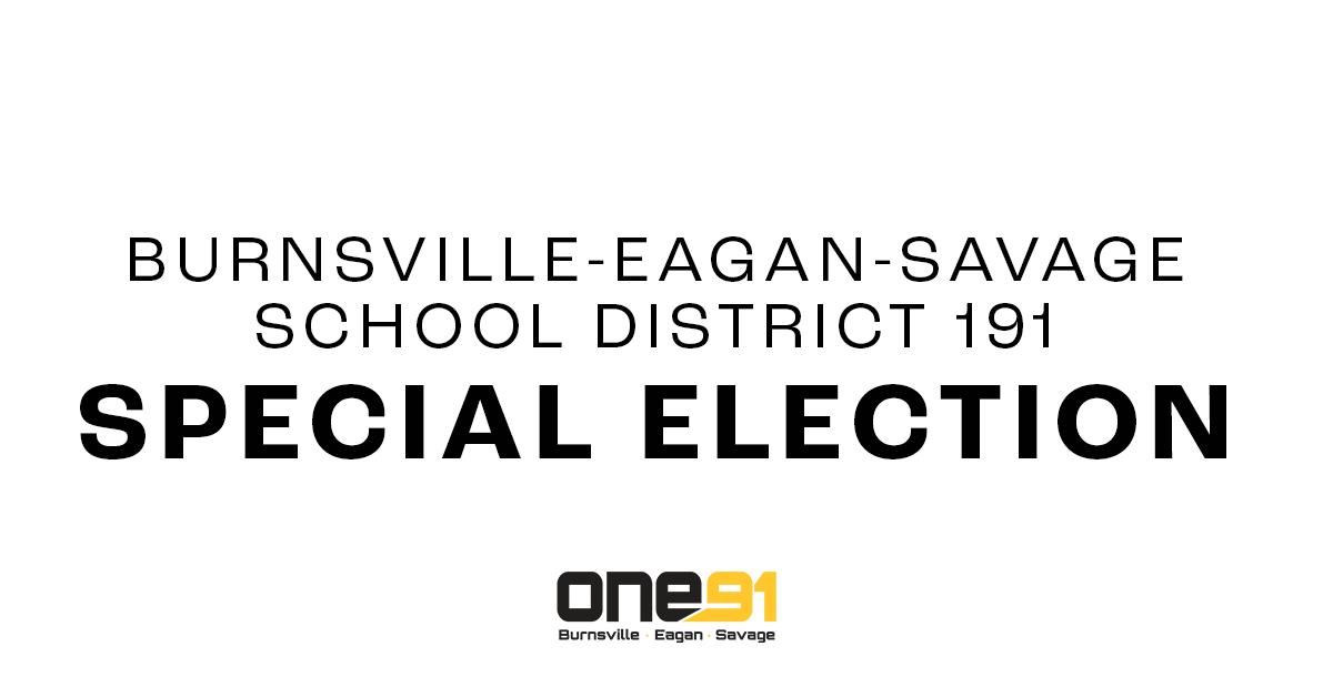 ISD191's tweet photo. Absentee voting for the #One91 special election is available for residents of Burnsville-Eagan-Savage School District 191 through Monday, Nov. 1. Absentee voting is held at the District office, located at 200 W. Burnsville Pkwy. in Burnsville. Details at: https://t.co/9wloIKsg9G https://t.co/uZvPRcRoJG