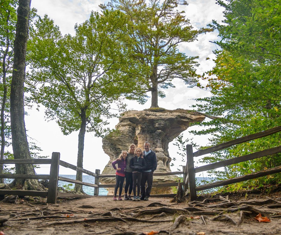 Chapel Rock.  
Chapel Rock is located along the coast of Lake Superior in the Pictured Rocks National Lakeshore.