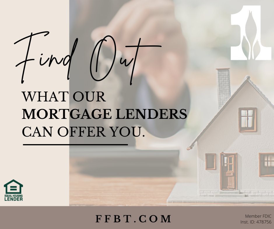 What we offer:
Local Lenders, Local Servicing
Low-cost Mortgage Insurance or No-insurance Options
Rapid Closings
Fast, Free Prequalification's
Debt Consolidation Loans

Learn more today at ffbt.com/mortgage 👍