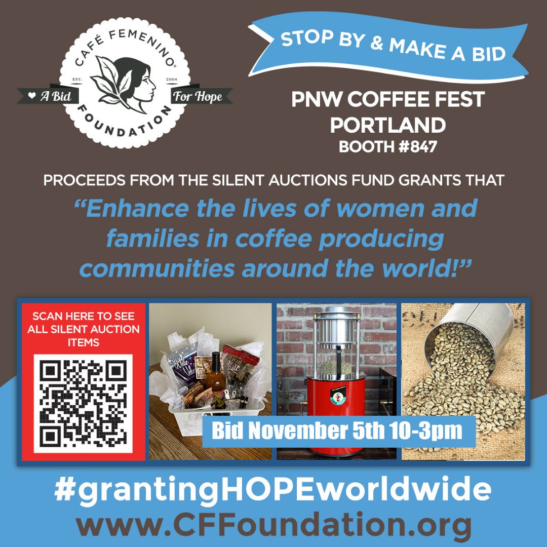 CoffeeFestShow's tweet photo. Stop by booth #847 at Coffee Fest PNW and Make a Bid for Hope. Visit https://t.co/JrSA0mJzOj to view a full list of silent auction items.
#CoffeeFest #SpecialtyCoffee #CoffeeBiz #CoffeeShop #cafe #CoffeeFestPNW #BidForHope #grantingHOPEworldwide #CoffeeFest #CoffeeFestPNW https://t.co/T0gzRmuNbt