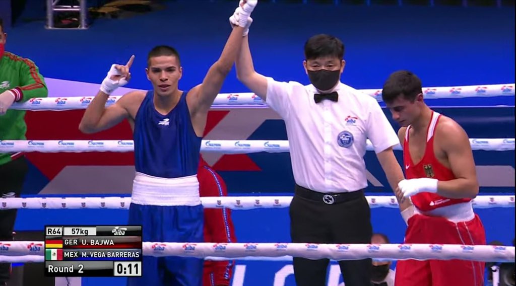 Miguel Vega gana a Alemania en su debut en el Campeonato Mundial de Boxeo, Serbia 2021. #aibawchs2021 #AIBABoxing