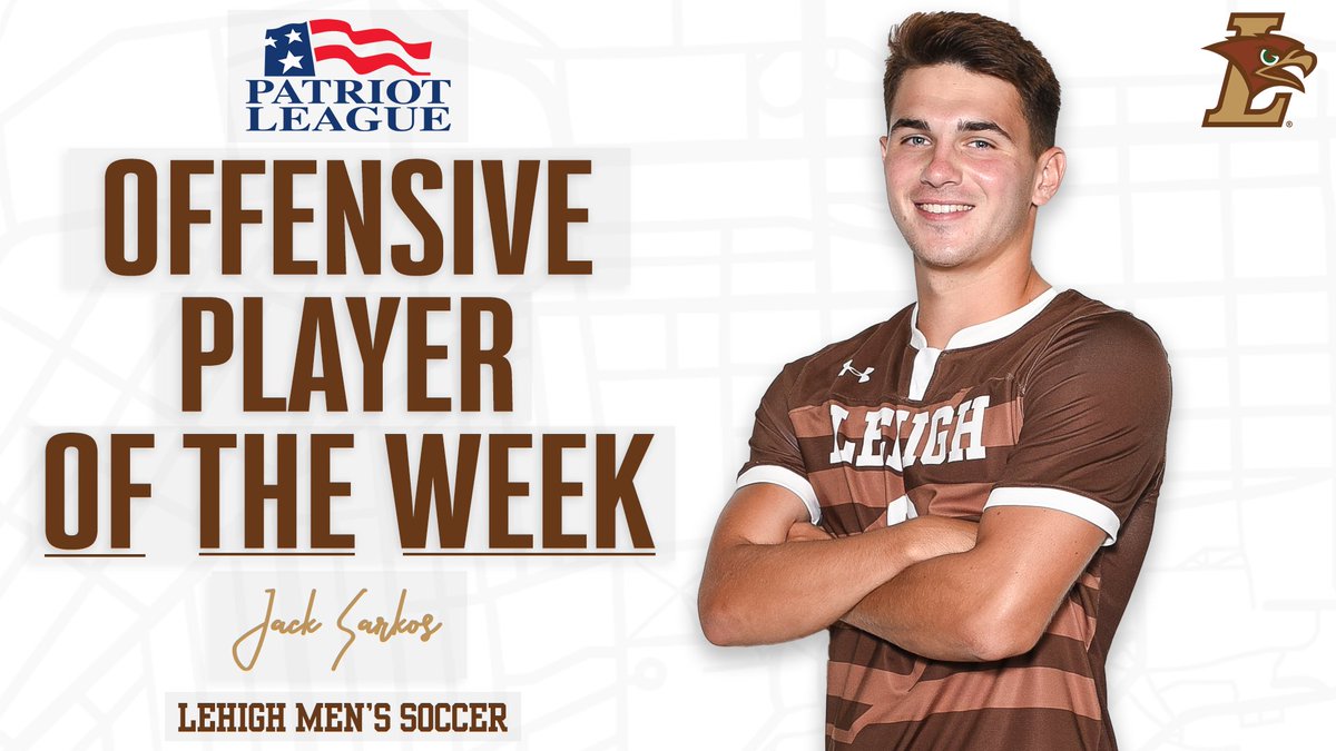 3️⃣ goals on the road at Navy and #PatriotMSOC Offensive Player of the Week! ✅

Congrats to <a href="/LehighMSoccer/">Lehigh Men's Soccer</a>'s Jack Sarkos! 👏

🔗: lehighsports.com/news/2021/10/2…