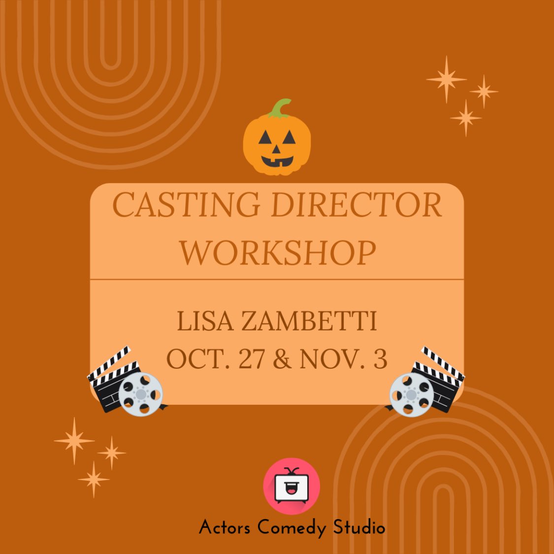HAPPY HALLOWEEN WEEK! 🎃 
Learn how to wow the room and book career building credits with veteran Head Casting Director Lisa Zambetti! TWO-WEEK INTENSIVE:
ACTING YOUR CO-STARS AND GUEST STARS. Oct. 27 &amp; Nov. 3. auditionexperts.com <a href="/ActorsComedy/">Actors Comedy Studio</a> #actor #casting #actingcoach