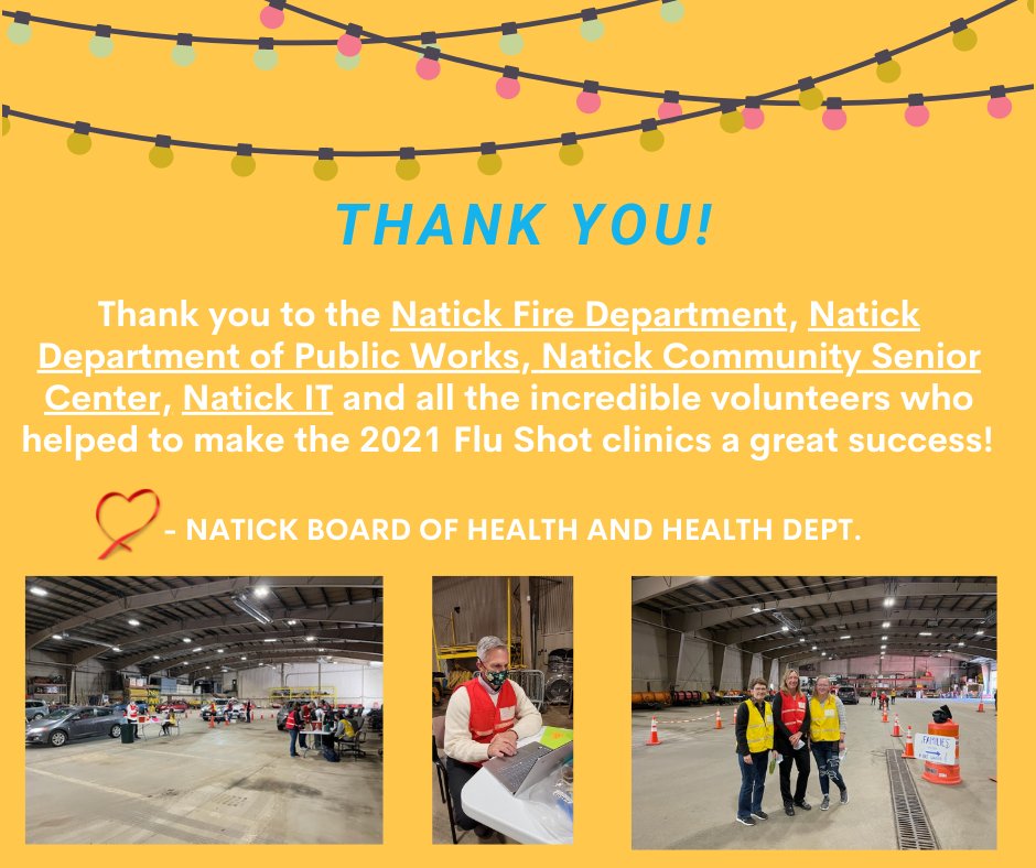 The Natick Health Department and Board of Health would like to thank everyone who helped us with our flu clinics this season!