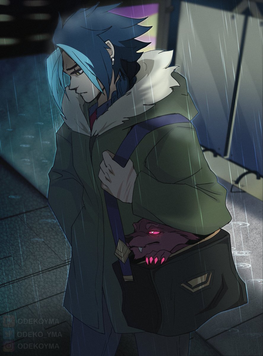 odeko_yma's tweet photo. I've finally watched Aggretsuko with my friends,and they baited me on drawing Kayn with the same jacket that one of the characters had there.

Sad Battle Academia Kayn with doggo Rhaast anyone?

#Kayn #LeagueOfLegends #ArtofLegends https://t.co/hVURtzJlNA